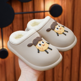 儿童棉拖鞋包跟冬新款男女宝宝防水防滑居家外穿加绒保暖加厚棉鞋