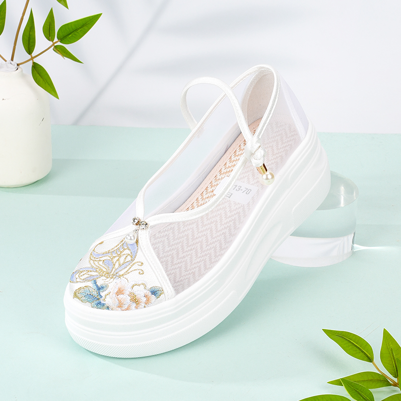 新中式网纱绣花鞋女新款汉服鞋子