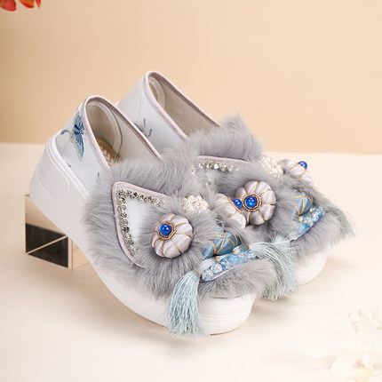 2025新品厚底国潮民族风虎头鞋女单鞋圆头女手工民俗布鞋1913-28