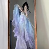 春款 原创汉服女 超仙气披帛套装 唐制刺绣诃子裙破烂大袖 春知意