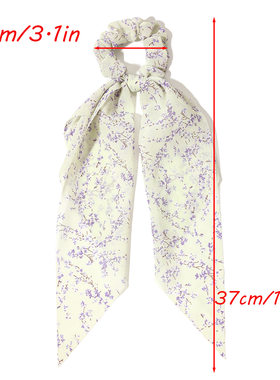 铎铃 春夏款树叶碎花雪纺三角巾大肠发圈ins风甜美绑发飘带头绳