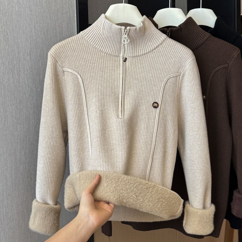 半高领拉链毛衣女秋冬202