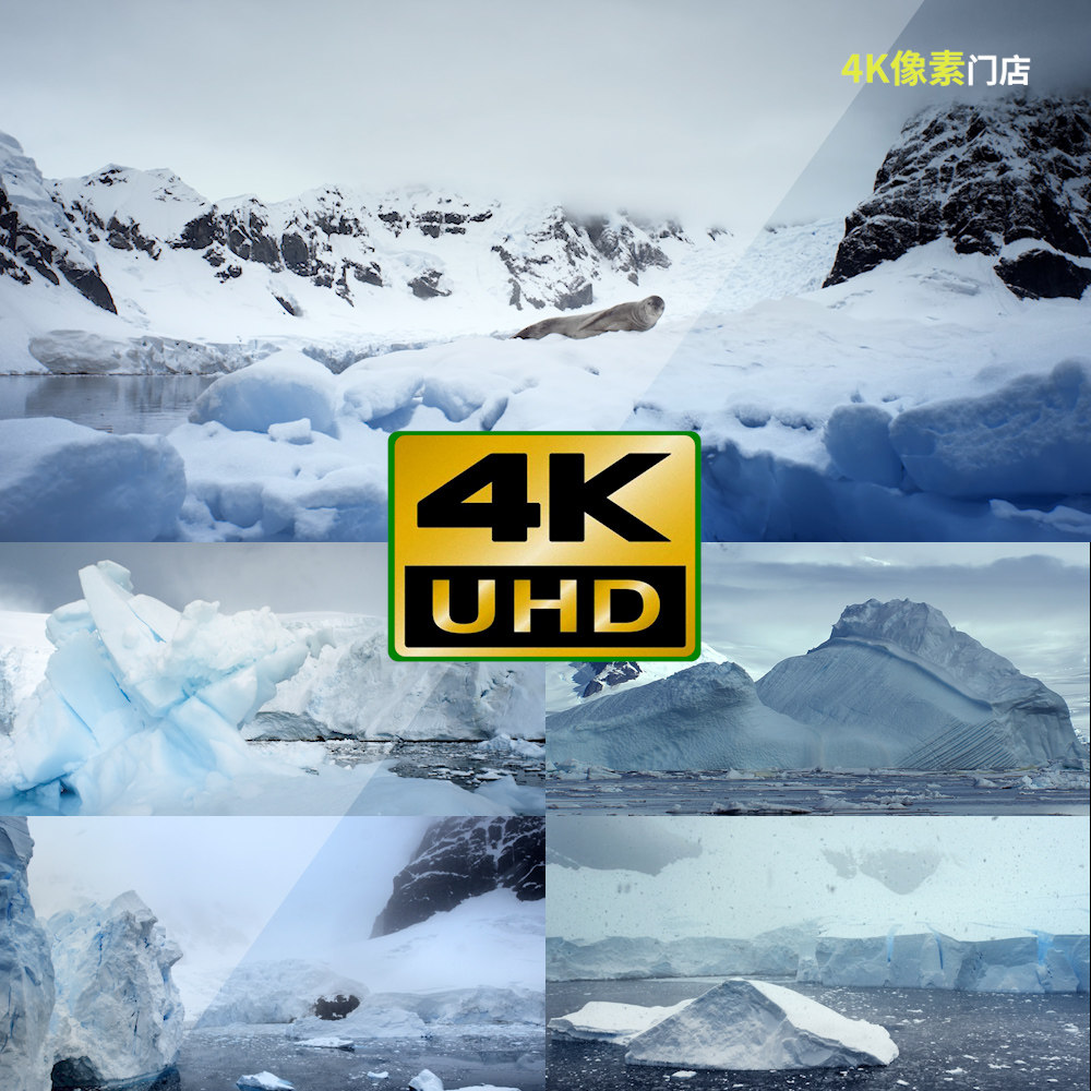 38-4k视频素材-冰川冰川雪景冬天极地气候气候变化全球变暖北极