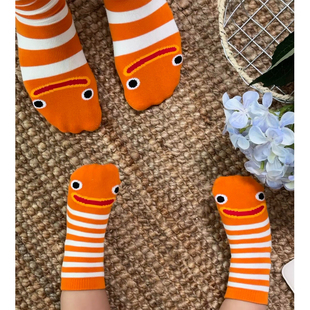 亲子袜子花园鳗鱼儿童可爱搞怪地板袜月子袜情侣袜男女冬加厚纯棉
