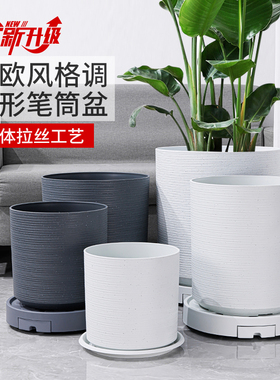 芊之岛塑料花盆北欧大口径树脂特大号天堂鸟龟背竹客厅白色笔筒盆