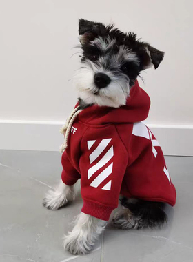 新款红色宠物狗狗春秋冬天潮牌卫衣泰迪衣服雪纳瑞法斗比熊小型犬