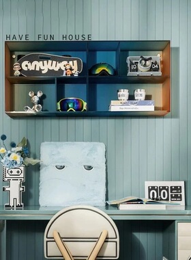 样板间儿童房书桌书柜组合装饰品