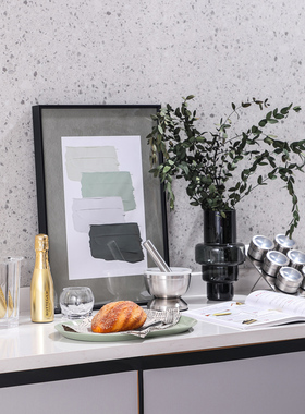 样板房厨房摆件样板间橱柜装饰品餐桌真花食物面包捣蒜器装饰画