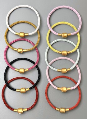 适用于周生转运珠手绳3mm钢丝绳本命年红绳硬金黄金串珠diy手绳