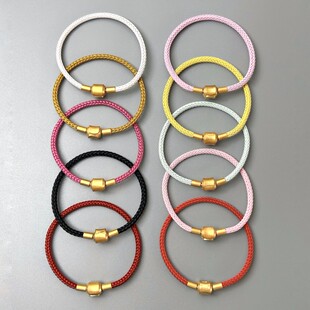 适用于周生转运珠手绳3mm钢丝绳本命年红绳硬金黄金串珠diy手绳