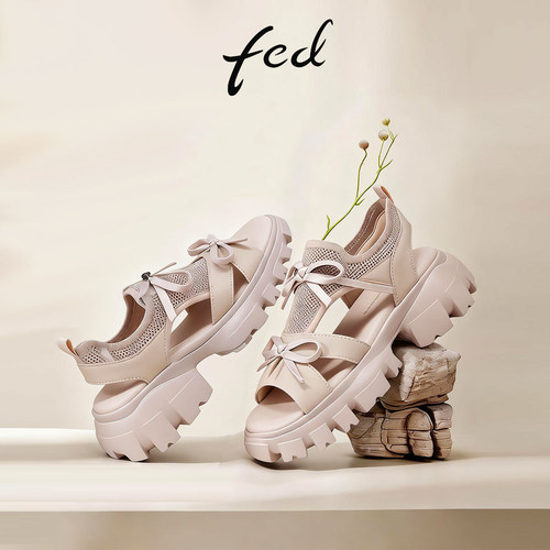 fed厚底蝴蝶结运动凉鞋女夏季