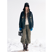 新款 IHDXD刺绣加绒牛仔衬衫 2025年冬季 宽松街头休闲风复古上衣