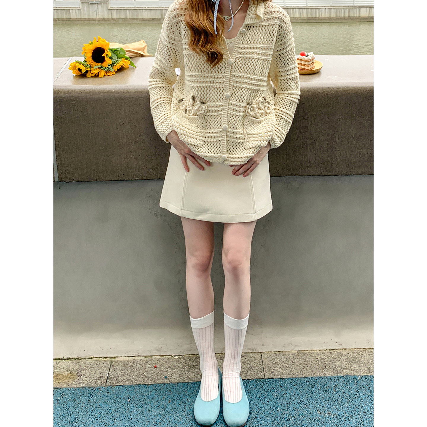 IHDXD 白色呢子半裙2026年秋季法式宽松直筒A字呢绒短款女半身裙