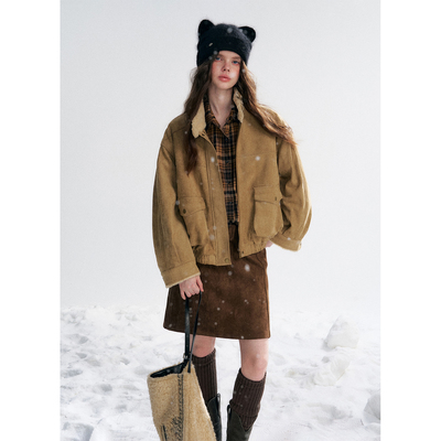 【现货】IHDXD仿麂皮夹克外套2025冬季新款美式复古翻领外套