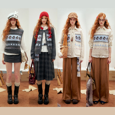 【所有女生的衣橱直播间】IHDXD企鹅开衫/企鹅背心/棕色阔腿裤