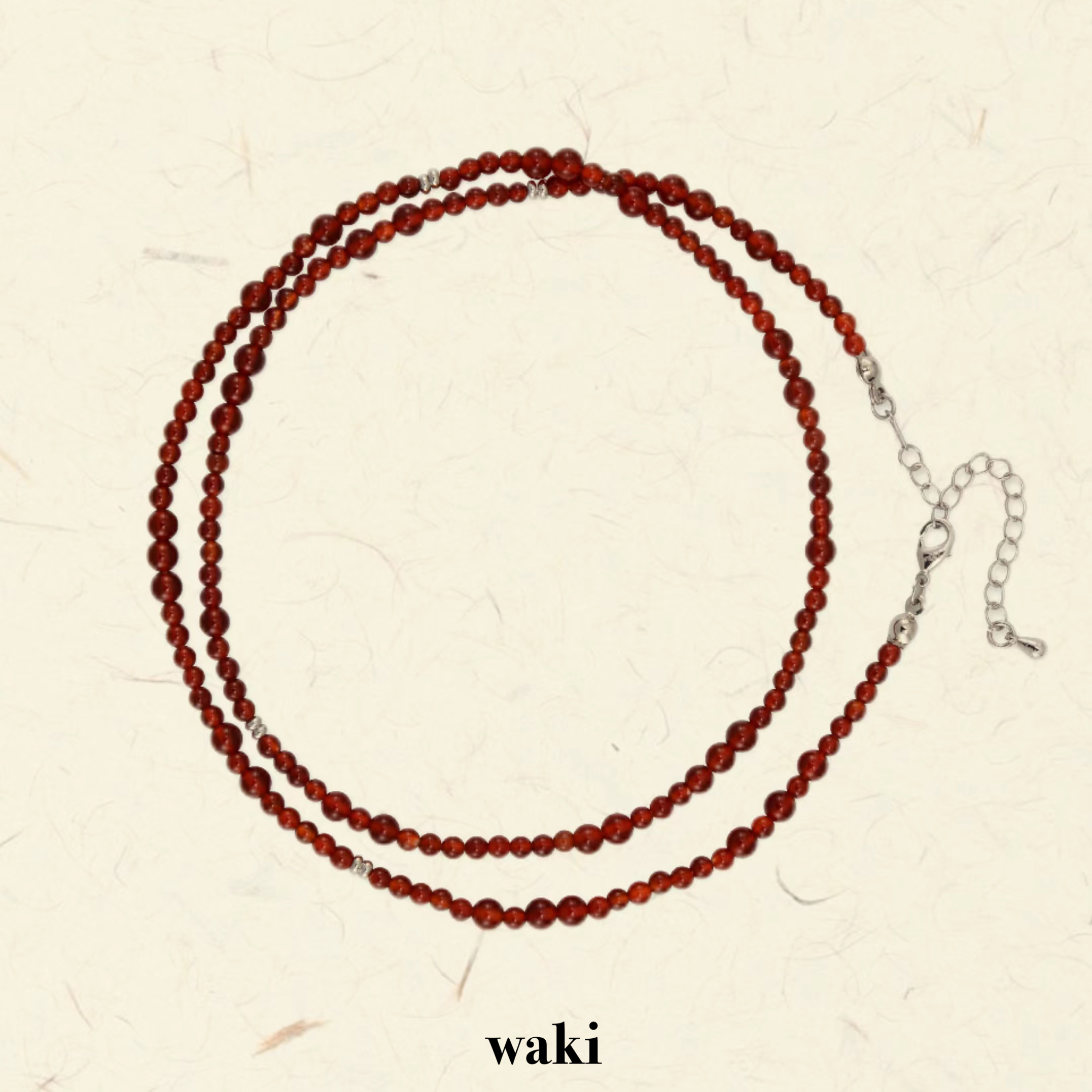 waki 石榴之歌 Pom Ballad 红色系石榴色玛瑙串珠项链长款