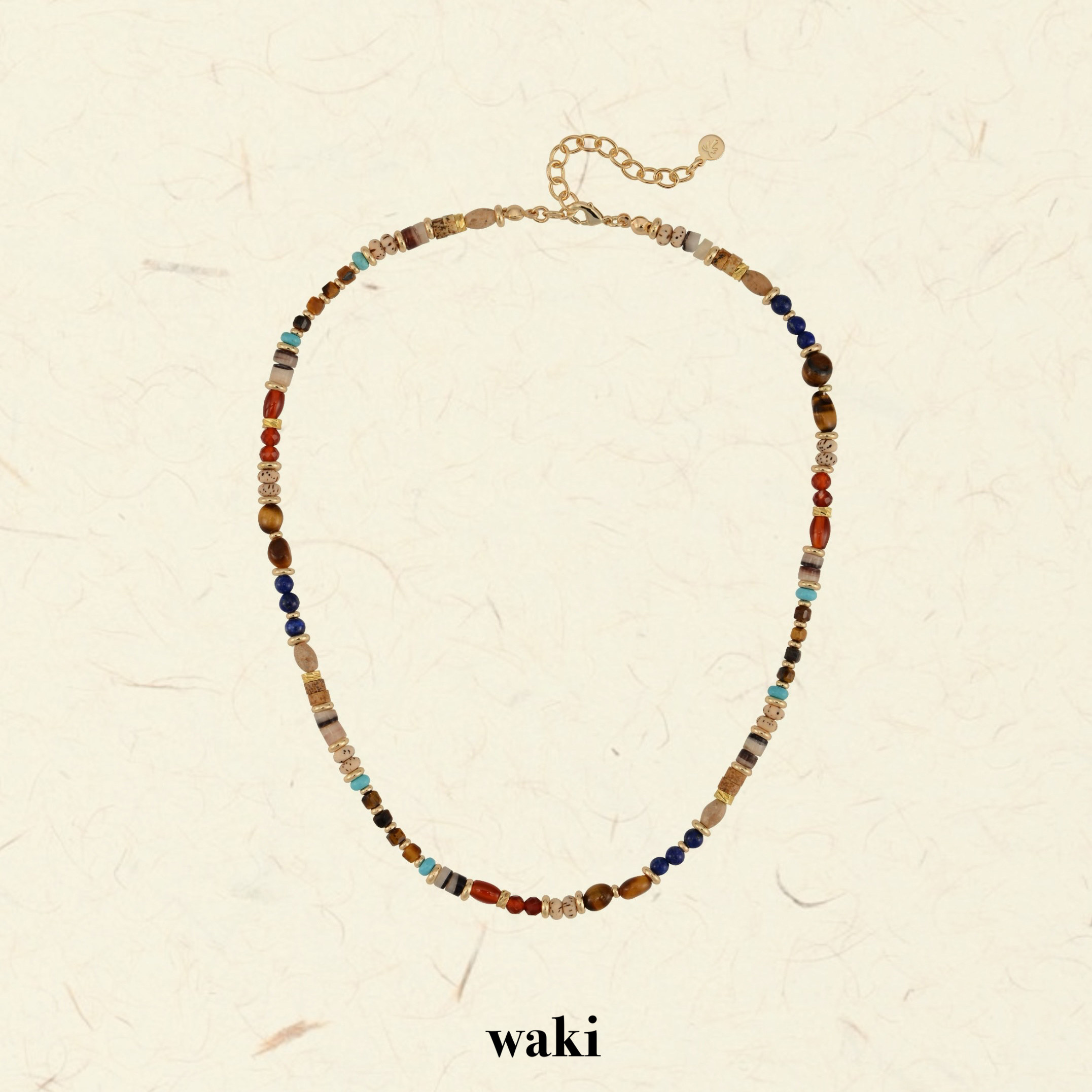 waki 爪哇岛市集 彩色系贝壳虎眼石串珠项链百搭