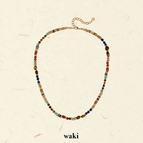 waki 爪哇岛市集 彩色系贝壳虎眼石串珠项链百搭