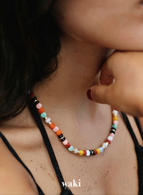 waki 彩虹沙滩 Rainbow Beach 彩色系度假感手工串珠项链