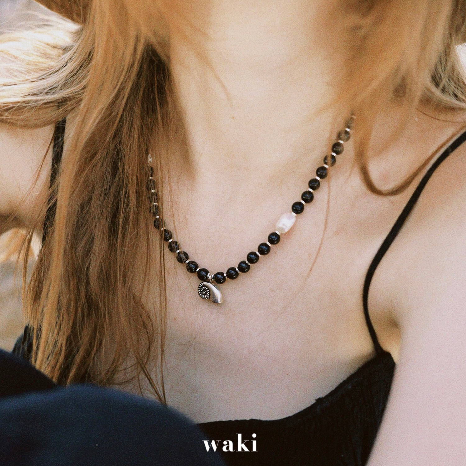waki 黑沙滩之歌 Black Sand Ballad  黑色系珍珠吊坠串珠项链