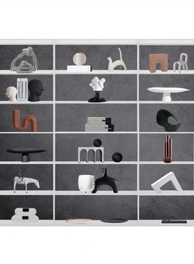 样板房现代轻奢客厅摆件书柜玄关书房高端装饰品创意家居饰品