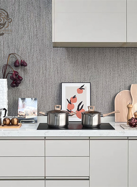 现代厨房暖色系样板房摆件软装厨具汤锅研磨器咖啡壶装饰画组合