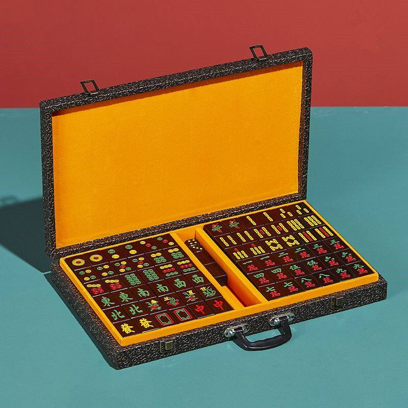 红木麻将牌大红酸枝黑檀棋牌144张家用麻雀高档复古收藏手工礼品