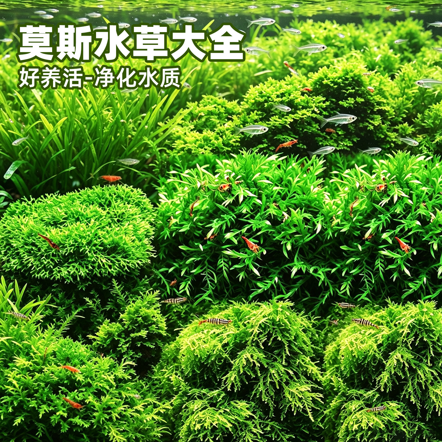 鱼缸莫斯水草活体贴面沉木造景