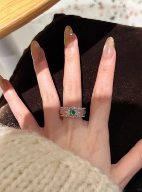 法国coopkoops925银两戴高冰玉髓戒指女时尚个性独特尾戒轻奢