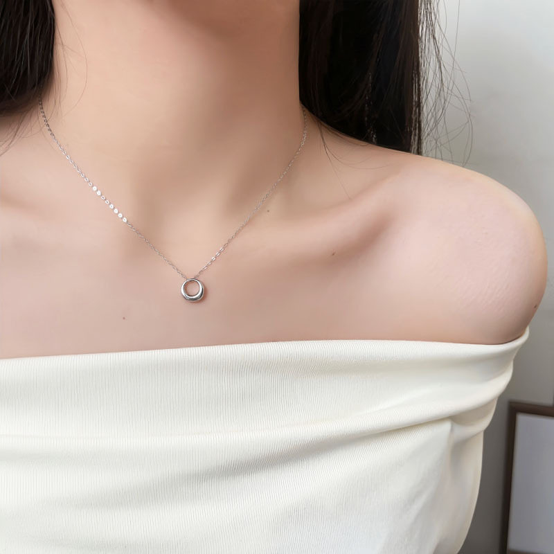 法国cherry kitty凯铭s925银圆环项链女小众百搭轻奢锁骨链小批量