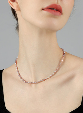 英国设计师TopWhit紫色米珠珍珠项链女时尚轻奢气质淡水珍珠锁骨
