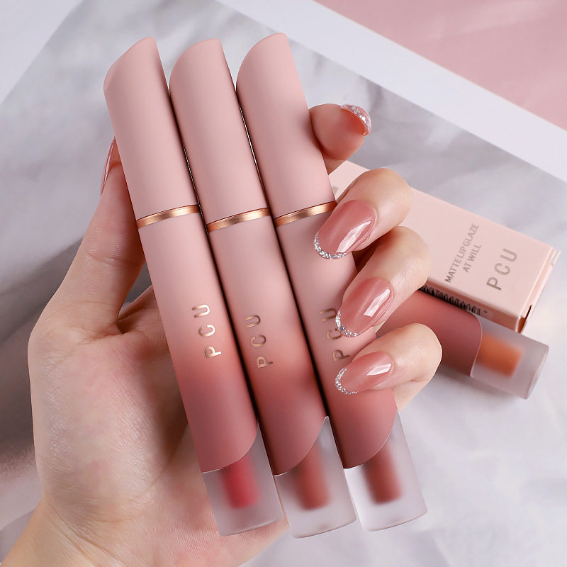 新款推荐PCU奶霜哑光丝绒唇釉 雾面显白不易掉色口红持久不沾杯唇