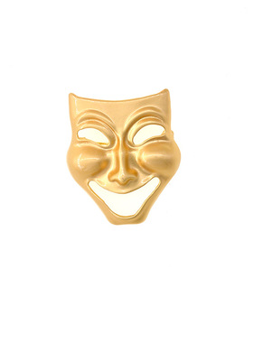 法国coopkoop欧美笑脸面具胸针艺术复古亚光金色人脸别针西装