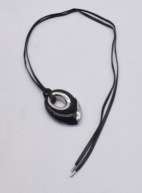 法国CoopKoop时尚潮流口字形椭圆吊坠皮绳长项链可调节