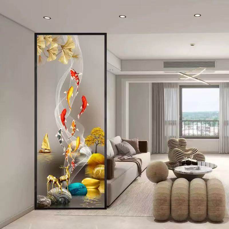 九鱼系列-现代艺术简约入户客厅餐厅卧室卫生间玻璃隔断遮挡屏风