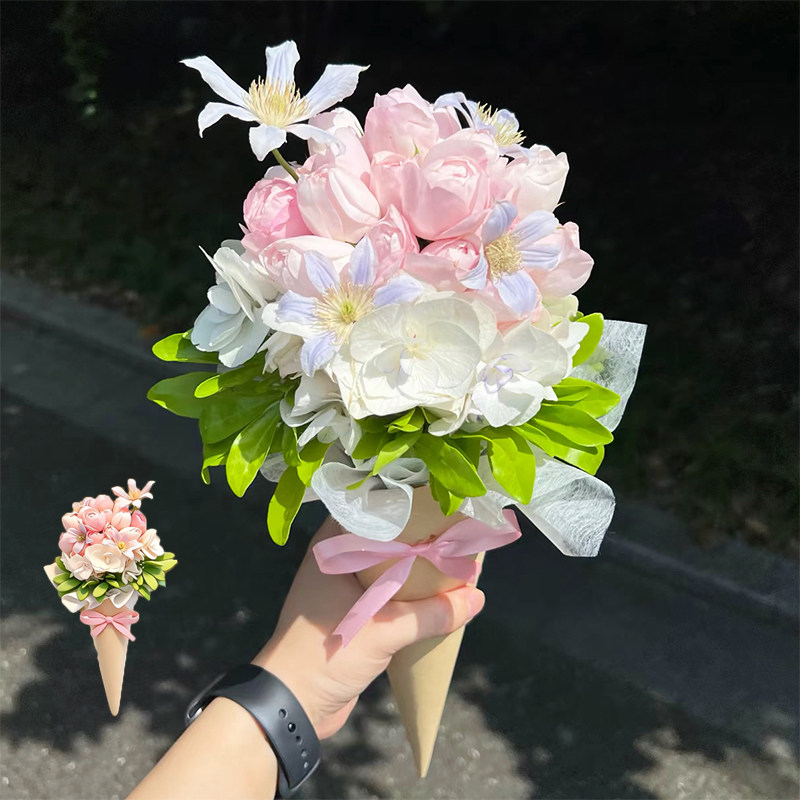 冰淇淋花束礼物永生花仿真香皂花图片