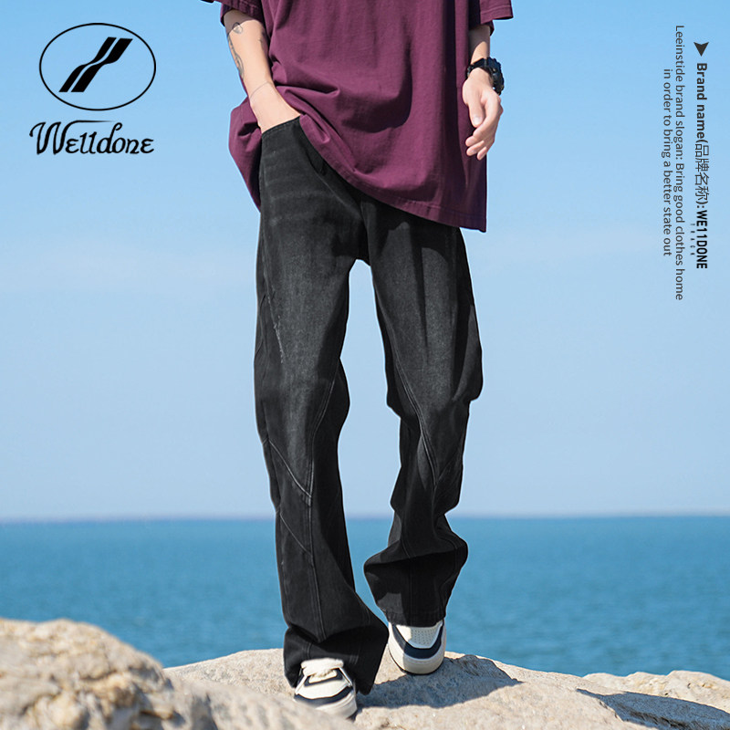 WE11DONE美式高街微喇牛仔裤男