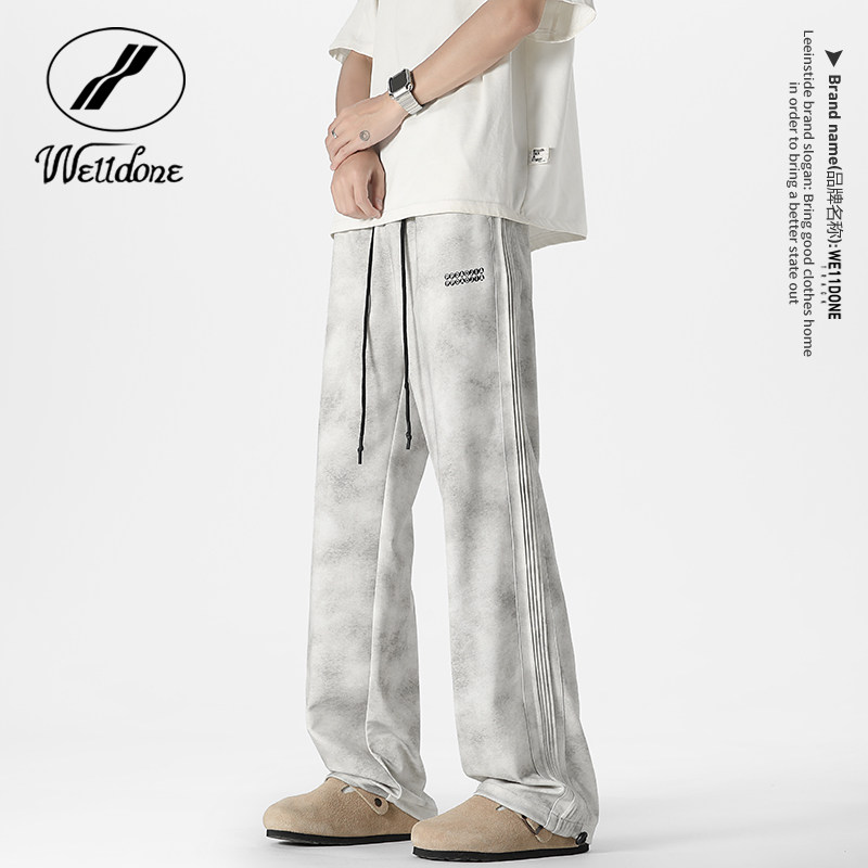 WE11DONE潮牌宽松条纹休闲裤男
