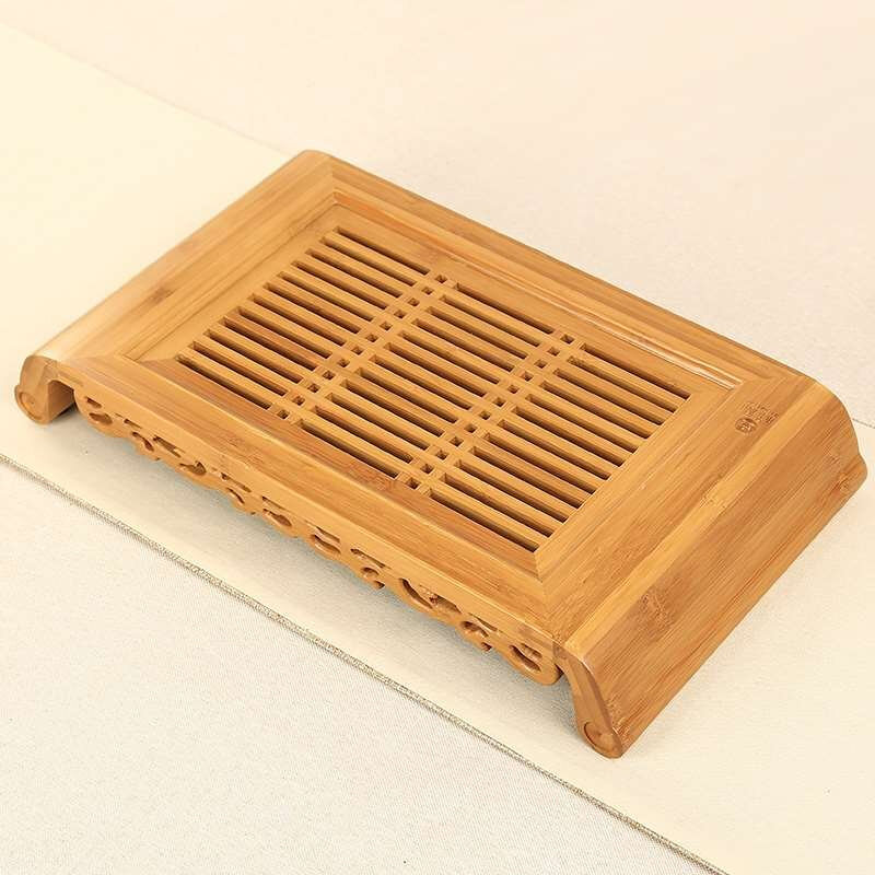 祥福茶盘竹制茶台小号储水式家用茶托特价功夫茶具小号抽屉式托盘