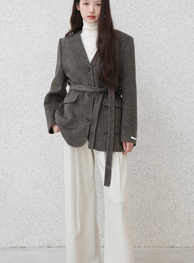 PA33WORD 原创高级感简约气质轻奢设计感轻奢风毛呢外套