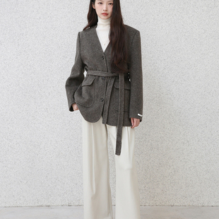 PA33WORD 原创高级感简约气质轻奢设计感轻奢风毛呢外套