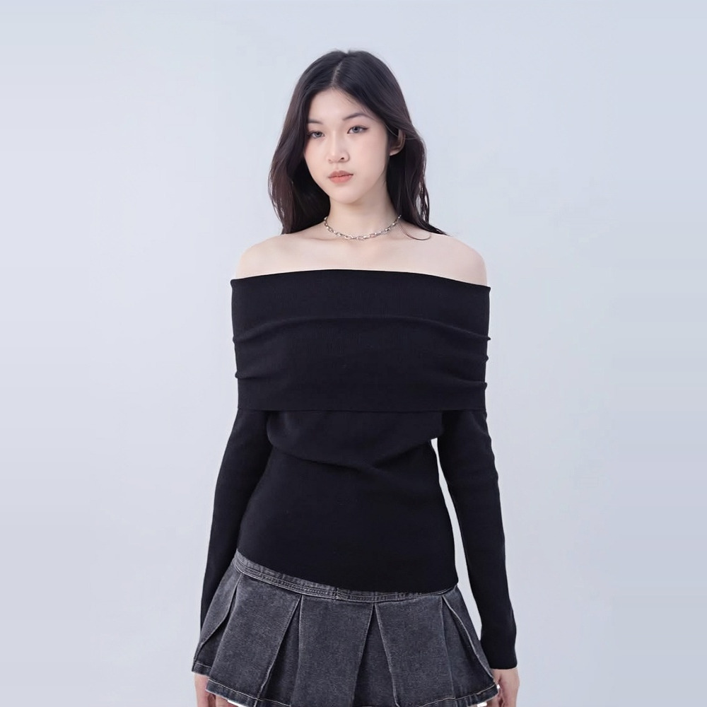 春夏休闲气质一字肩T恤