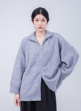 PA33WORD 原创设计感双拉链慵懒休闲宽松韩系针织开衫