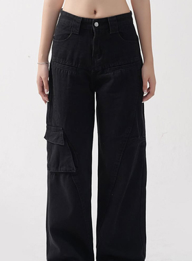 PA33WORD 原创美式高街宽松休闲设计感百搭工装牛仔裤