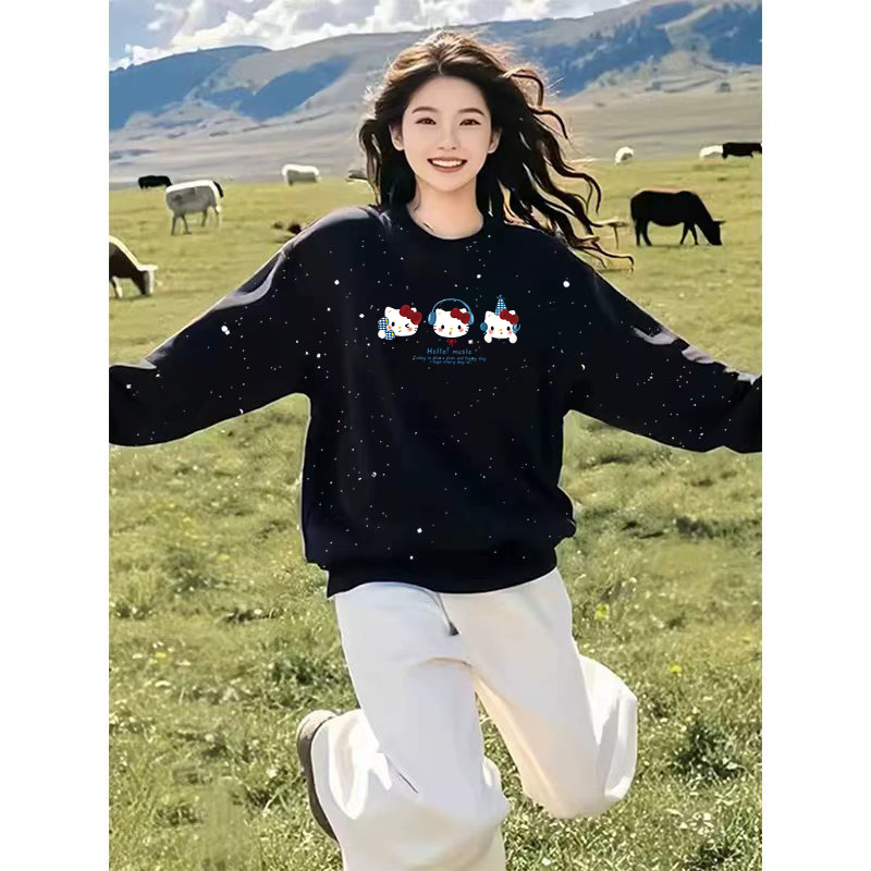 欧货亮闪闪卫衣女小个子春秋季薄款中长款chic慵懒风学生漂亮上衣