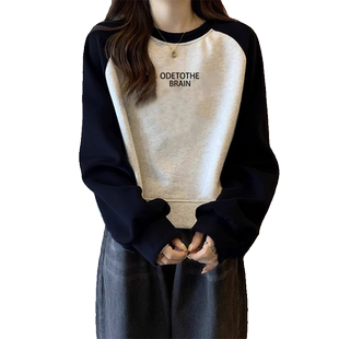 盐系短款加绒卫衣女装2025秋冬季新款小个子高腰宽松露脐长袖上衣