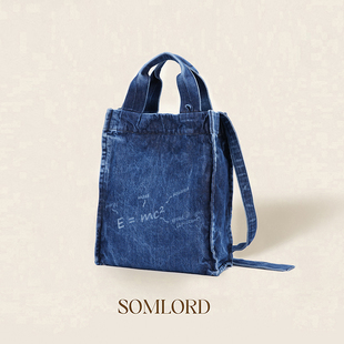 Somlord神洛进口牛仔托特包大容量丹宁牛仔包帆布斜挎包斜挎通勤