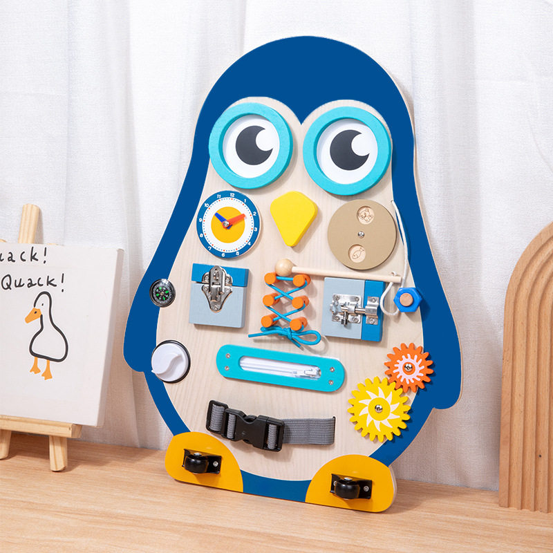 跨境木质立式企鹅忙碌板块儿童早教教具启蒙手眼协调桌面益智玩具,节庆用品/礼品,创意/设计玩具,淘宝优惠券,粉丝福利购,淘宝优惠卷