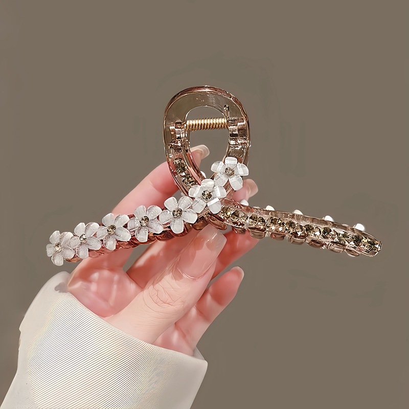 奥特莱斯感琉璃花朵大号抓夹亚克力复古百搭发夹后脑勺鲨鱼夹发抓