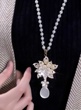 奥特莱斯撤柜气质花开富贵百搭长款流苏毛衣链2026新款轻奢